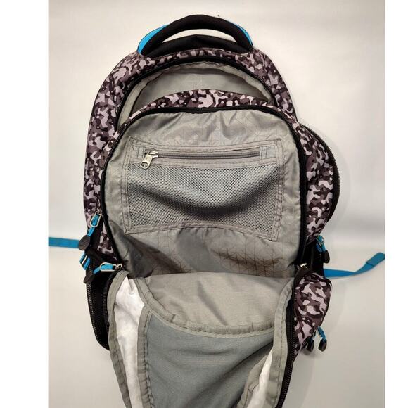 High Sierra Back Pack Book Bag Camo Black Gray Blue Polyester - Picture 7 of 10